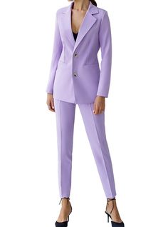 2-piece Womens Blazer Trouser Suit for office, business meetings, formal events and special occasions. Also perfectly combines with sneakers so after a long and tiring business day you can change you heels to sneakers and still look chic. DETAILS -  regular fit pants -  high rise -  blazer is buttoned -  lined -  side pockets -  relaxed fit -  single breasted MATERIAL Premium quality suiting fabric, viscose, polyester and elastane  SIZES The models in photos are wearing a size S Available in 4 s Tailored Trousers Sets For Formal Occasions, Tailored Formal Trouser Sets, Tailored Trouser Sets For Office, Tailored Office Sets With Trousers, Tailored Formal Sets With Straight Pants, Tailored Straight Pants Set For Formal Occasions, Tailored Dress Pants For Formal Office Wear, Spring Formal Suits With Trousers, Tailored Career Sets With Notch Lapel