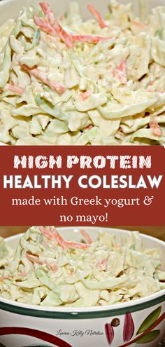 healthy coleslaw made with greek yogurt and no mayo