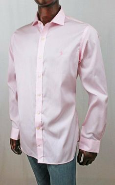 POLO Ralph Lauren Pink /White Stripe SLIM FIT Button Down~SIZE 16 1/2 34/35 POLO  By Ralph Lauren SLIM FIT SIZE 16 1/2 34/35 100% Authentic Ralph Lauren New With Tags SLIM FIT Long Sleeve Button Down Embroidered Pink POLO Pony on The Left Chest Button Cuffs Spread Collar Wear With Slacks And a Blazer or Dress down With Jeans 100% Cotton Machine Washable Retails for $98.50   Hello! Welcome to Quality Clothes Connection! All of our items are 100% Authentic. We try to ship same business day, if not Pink Button-up Dress Shirt, Spring Business Dress Shirt With Buttons, Spring Dress Shirt With Buttons And Spread Collar, Spring Business Dress Shirt, Classic Pink Shirt With Button Closure, Spring Collared Dress Shirt With Button Closure, Classic Fitted Ralph Lauren Dress Shirt, Fitted Pink Shirt With Buttons, Pink Fitted Shirt With Buttons