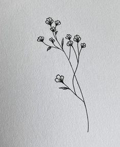 a black and white drawing of some flowers