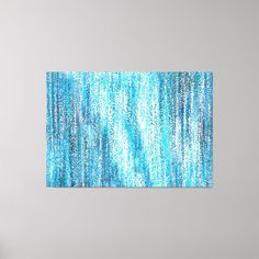 a blue and white abstract painting on the wall