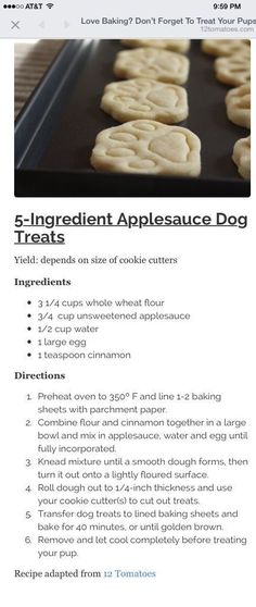 the recipe for dog treats is shown in this screenshot