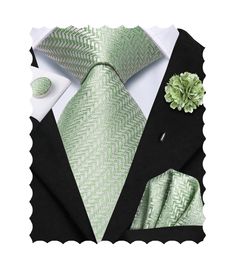 PRICES MAY VARY. 【You Can Get】Silk self tie sage green tie*1,Flower Lapel Pin*1,matching Pocket Square*1,matching Cufflink*2.The tie handkerchief set is packaged in a rectangular paper box and makes the mens tie and pocket square sets a great birthday and Christmas gift. 【Standard Necktie Size】The green ties for men size: 59.06*3.35inches(150cm*8.5cm).Pocket Square:9.5*9.5inches(24cm*24cm).Standard tie size, suitable for most men, the sage green tie set is an essential fashion item for the elega Black Suit With Sage Green Tie, Green Suit And Tie Accessories For Groom, Elegant Green Suit And Tie Accessories For Groom, Green Elegant Suit And Tie Accessories For Gift, Elegant Green Suit And Tie Accessories For Gift, Elegant Green Tie For Gift, Elegant Green Tie For Gifts, Elegant Green Ties As A Gift, Elegant Green Tie As Gift