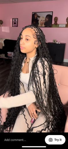 Side Part Goddess Braids, Long Distressed Soft Locs, Long Curly Locs Black Women, Extra Long Faux Locs, Goddess Fulani Braids, Long Goddess Braids, Long Goddess Locs, Extra Long Goddess Locs