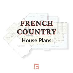 the french country house plans is shown in red and black, with text overlaying it