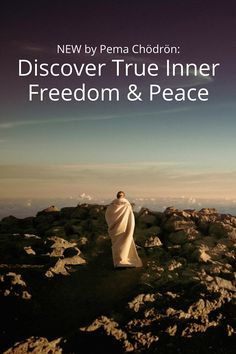 a person standing on top of a mountain with the words discovery true inner freedom and peace