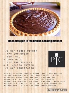 chocolate pie in the deluxe cooking blender recipe