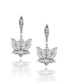 Filigree Art Lotus Flower Women Silver Dangle Drop– Filigranist Jewelry Thoughtful Gifts For Her, Sterling Silver Filigree, Lightweight Earrings, Daily Style, Luxury Style, Silver Gifts, Silver Filigree, Light Weight Earrings, Gorgeous Earrings