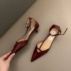 LBSFY - 2024 Red Spring New Women Sandal Fashion Pointed Toe Shallow Ladies Elegant Slingback Shoes Thin Low Heel Outdoor Dress Pumps Outdoor Dress, Pointy Toe Flats, Gold Pumps, Slingback Shoes, Pump Dress, Sandal Fashion, Red Shoes, Black Pumps, New Woman