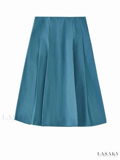 Lasaky - Chic and Timeless Vintage-inspired High-waisted A-line Skirt with a Modern Twist Green A-line Pleated Skirt, A-line Pleated Skirt For Work, Blue A-line Pleated Skirt, Spring A-line Skirt, Blue A-line Pleated Skirt With Relaxed Fit, Green A-line Bottoms For Workwear, Blue A-line Gathered Skirt Bottoms, Green A-line Skirt For Work, Blue Gathered A-line Skirt