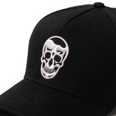 Upgrade your training headwear with our 5-panel skull hat. Represent the brand with this 100% cotton hat customized with a flexible strap and embossed buckle easily adjusted to your head shape. Adjustable Skull Print Baseball Cap, Adjustable Snapback Baseball Cap With Skull Print, Black Skull Baseball Cap For Streetwear, Adjustable Skull Hat For Streetwear, Skull Print Snapback Hat For Streetwear, Streetwear Snapback Hat With Skull Print, Adjustable Black Skull Hat, Adjustable Black Baseball Cap With Skull Print, Skull Hat