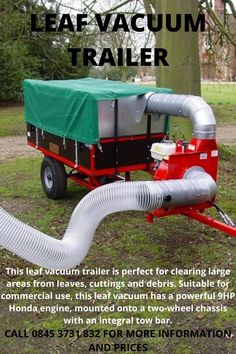 an advertisement for the leaf vacuum trailer