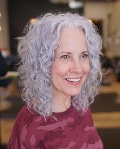 Long Curly Gray Hair, Grey Curly Hair Over 50, Curly Gray Hair Over 50, Gray Hair Over 50, Curly Gray Hair, Women With Curly Hair, Best Curly Hairstyles, Medium Curly Haircuts, Curly Bobs