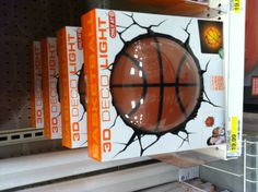 a basketball is on display in a store