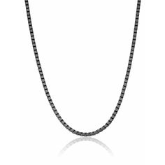 CRISLU Mens 24 Matte Box Chain Necklace In Black Rhodium - ICE Black Box Chain Necklace For Formal Occasions, Black Box Chain Necklace For Formal Events, Formal Black Box Chain Necklace, Classic Silver Tennis Necklace With Box Chain, Black Sterling Silver Box Chain Necklace, Classic Black Chain Necklace With Box Chain, Sterling Silver Black Box Chain Necklace, White Gold Tennis Necklace With Box Chain As Gift, Classic Black Box Chain Necklace