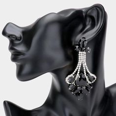 Black Crystal Teardrop Marquise Stone Cluster Chandelier Earrings | Pageant Earrings Luxury Black Marquise Cut Jewelry, Luxury Black Marquise Jewelry, Luxury Handmade Teardrop Chandelier Earrings, Luxury Teardrop Chandelier Earrings, Luxury Classic Teardrop Chandelier Earrings, Black Statement Earrings, Pageant Earrings, Evening Earrings, Black Jet