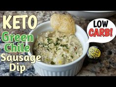 the keto green chile sausage dip is ready to be eaten