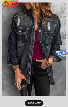 Black Black/blue Distressed Denim Jacket Edgy Washed Black Distressed Denim Jacket, Spring Distressed Washed Black Denim Jacket, Spring Washed Black Distressed Denim Jacket, Black Washed Button-up Denim Jacket, Black Washed Denim Jacket For Spring, Casual Long Sleeve Distressed Denim Jacket, Spring Black Washed Denim Jacket, Trendy Distressed Black Denim Jacket, Distressed Denim Blue Jacket For Fall