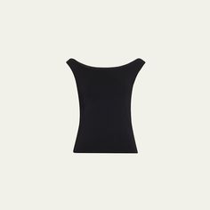 Rohe top featuring an off-the-shoulder neckline in ribbed knit  Sleeveless Fitted  Hem sits at the hip Pullover style  Viscose/nylon/polyamide Dry clean, hand wash Imported Stretch Ribbed Evening Tops, Chic Stretch Off-shoulder Sleeveless Top, Black Stretch Off-shoulder Top In Elastane, Black Stretch Elastane Off-shoulder Top, Seamless Sleeveless One Shoulder Top, Seamless Off-shoulder Summer Top, Seamless Off-shoulder Top For Summer, Elegant Ribbed Off-shoulder Tops, Ribbed Stretch Off-shoulder Top