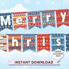 merry christmas banner with snowflakes on it