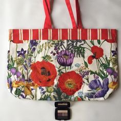 Brand New Flower Print Canvas Tote. ( Tote Only, Not Include Eye Shadow) Size 20" X 13" X 5" Summer Multicolor Floral Print Shoulder Bag, Red Floral Print Summer Bag, Spring Floral Print Shoulder Bag For Shopping, Red Floral Print Casual Bag, Casual Red Bags With Floral Print, Casual Red Bag With Floral Print, Red Floral Print Shoulder Bag For Everyday Use, Red Spring Bags, Lancome Eyeshadow