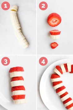 the steps to make a strawberries and banana wreath for fourth of july or memorial day