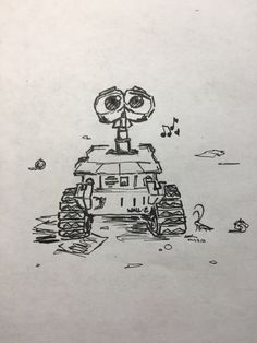 a drawing of a robot on the ground