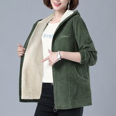 This is perfect for those who are looking for a clothing for a good price. It is fashionable, stylish, and it will look great on anyone who wears it. Do you wanahavit? Corduroy Jacket Womens, Girls Outwear, Corduroy Coat, Womens Jackets Casual, Wool Coat Women, Women Sweaters Winter, Plus Size Womens, Mini Robes, Hooded Parka