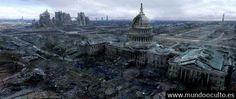 an aerial view of the capital building in washington d c, with debris everywhere around it