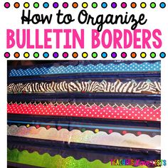 how to organize bulletin board borders with polka dots and zebras on them for the classroom