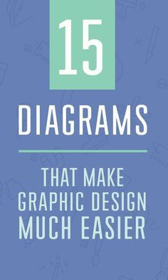 the cover of 15 diagrams that make graphic design much easier, with blue background and white lettering