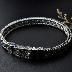 Men's Sterling Silver Ivy Buckle Braided Bracelet Mens Sterling Silver Jewelry, Biker Bracelet, Biker Jewelry, Silver Bracelets For Women, Braided Bracelet, Silver Chain Bracelet, Sterling Silver Mens, Braided Bracelets, Metal Bracelets