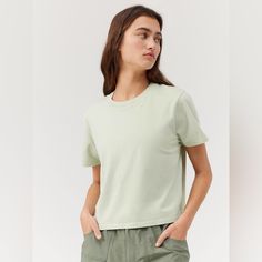 Organic Cotton Jersey Lightweight Cotton Breathable Garment-Dyed Evergreen 100% Organic Cotton Jersey Care Instructions: Machine Wash Cold Tumble Dry Low Do Not Bleach Do Not Iron Do Not Dry Clean Cropped Polo, White Graphic Tee, Outdoor Voices, Long Sleeve Turtleneck, Mesh Long Sleeve, Outdoor Woman, Active Wear Tops, Green Fashion, Print Tops