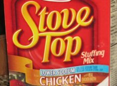 a box of stove top stuffing mix sitting on a table