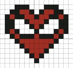 a red and black heart is shown in the shape of a cross stitched pattern