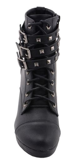 Milwaukee Performance MBL9417 Women’s Black Lace-Up Boots with Triple Strap Studded AccentsFeatures Made of Synthetic Leather Uppers Anti-Slip Bottom Platform Heel Crossover Triple Studded Buckled Straps Milwaukee Signature Hardware Lace-Up with Side Zipper Entry for Easy on and off Wear Milwaukee Leather Performance Apparel: Made for Riders, Built to Last Fall Black Lace-up Boots With Rivets, Black Lace-up Combat Boots With Rivets, Black Punk Ankle-high Lace-up Boots, Black Ankle-high Punk Lace-up Boots, Black Punk Style Ankle-high Lace-up Boots, Black Riveted Lace-up Boots For Fall, Punk Style Black Ankle-high Lace-up Boots, Black Combat Boots With Rivets For Fall, Black Ankle Boots With Rivets