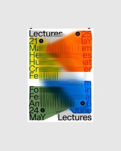 an abstract poster with the words lecture and pictures