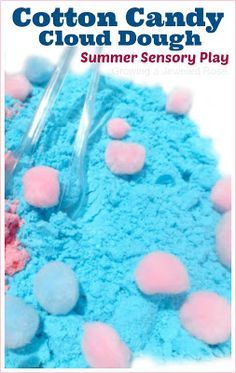 cotton candy cloud dough in a bowl with spoon