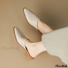 Olivia Mark - Glamorous Half-Wedged Mules for Ladies Water Resistant Shoes, Chic High Heels, Soft Heels, Flat Heel Boots, Elegant High Heels, Shoe Sole, Genuine Leather Shoes, Comfortable Sandals, Heeled Loafers