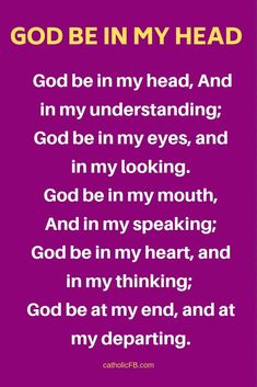 a purple background with the words god be in my head