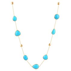 Tresor Beautiful Necklace features 38.37 carats of Turquoise. The Necklace are an ode to the luxurious yet classic beauty with sparkly gemstones and feminine hues. Their contemporary and modern design make them versatile in their use. The Necklace are perfect to be worn daily, at parties, music galas, charity events, conferences, and even weddings. Get yours now. Luxury Turquoise Gemstone Necklace, Luxury Yellow Gold Turquoise Necklace, Elegant Turquoise Jewelry With Gemstone Beads, Elegant Turquoise Jewelry With Stones, Elegant Turquoise Gemstone Necklace, Elegant Turquoise Stone Jewelry, Elegant Turquoise Necklace For Gift, Fine Jewelry Turquoise Necklace With Gemstone Accents, Luxury Turquoise Gemstone Beads Necklace