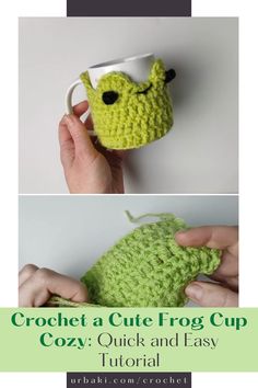 crochet a cute frog cup cozy and easy