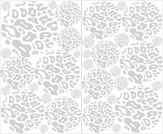 a white and gray wallpaper with an animal print pattern on the left, and a black and white design on the right