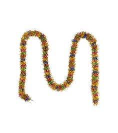 the letter m is made up of colorful beads