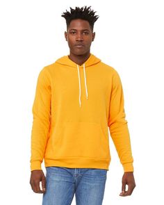 Unisex Sponge Fleece Pullover Hooded Sweatshirt - GOLD - M | Bella + Canvas Sponge Fleece Pullover Hooded Sweatshirt in Gold Size Medium Gym Graphic Tees, Gym Shirts, Cotton Fleece, Pullover Sweatshirts, Clothing Company, Fleece Hoodie, Hooded Sweatshirt, Unisex Sweatshirt, Mens Sweatshirts