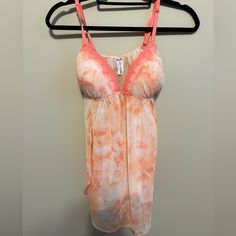 Sherbet Orange Lingerie Top/: Padded Cups (Unsure Of Cup Size) Adjustable Cami Straps Lace Trim Side Splits Size Medium Never Worn Beach Blouse, Lingerie Top, Side Splits, Cup Size, Women's Intimates, Lace Trim, Lilac, Fashion Dresses, Tie Dye