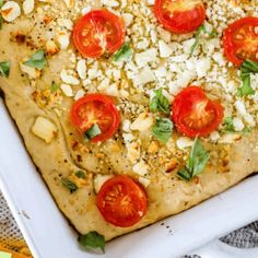 This Mediterranean focaccia bread is a soft oil infused flatbread topped with Mediterranean rub, plump cherry tomatoes, and salty feta…