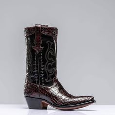 Black Cherry Majestic Boots - AXEL'S Cherry 11, Buffalo Boots, Alligator Boots, Boot Design, Boot Companies, Mens Cowboy, Mens Cowboy Boots, Men's Footwear, Crocodile Leather