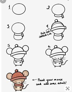 how to draw a cute mouse in 6 steps step by step drawing instructions for kids