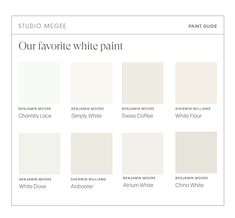 the white paint color palette for our favorite white paint